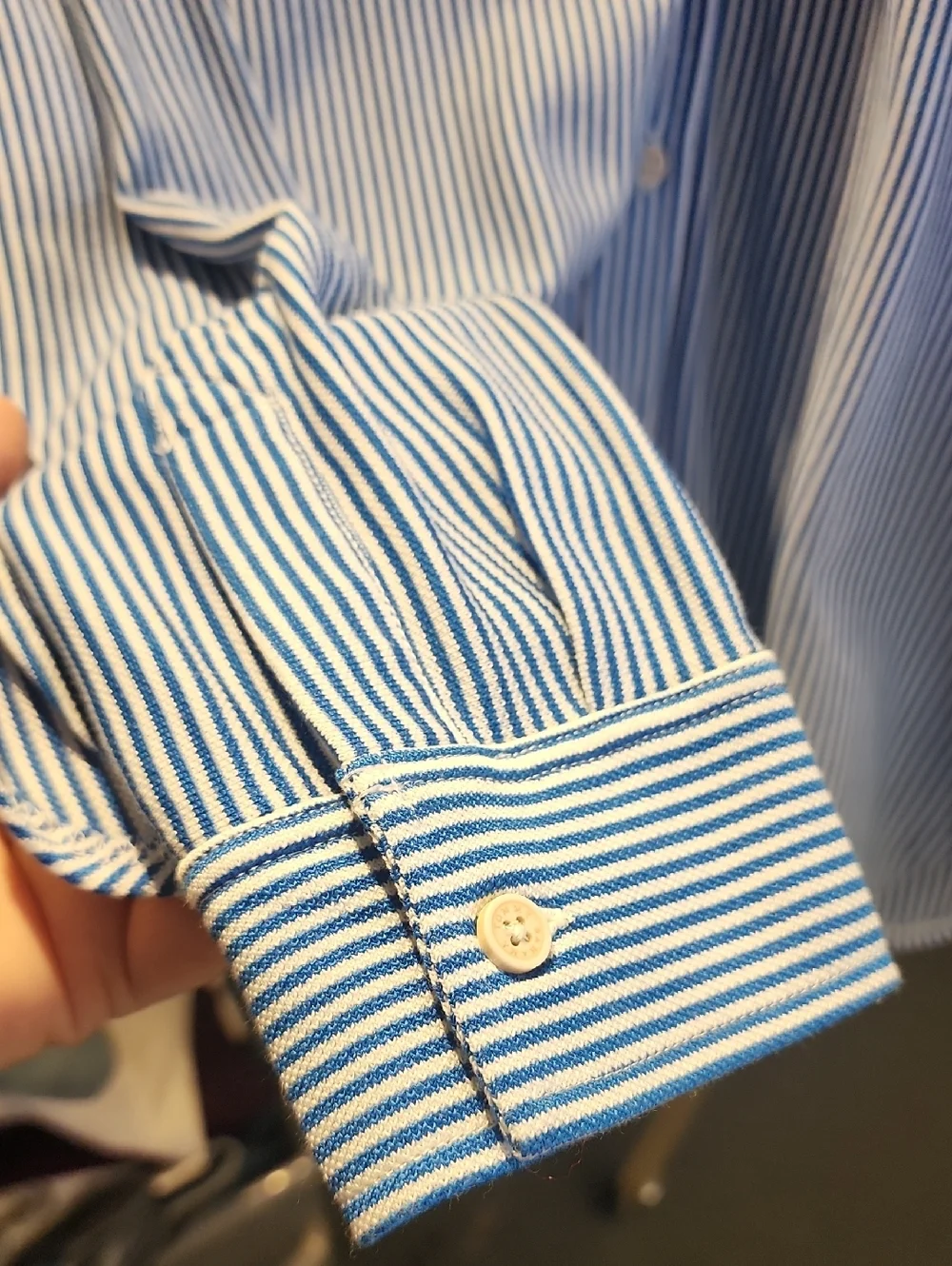 Tommy Bahama Polo LS Shirt Mens M Blue/White Stripe With Leisure Tech NWT